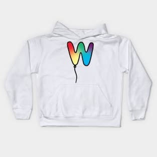 Initial Monogram Balloon Letter W Kids Hoodie